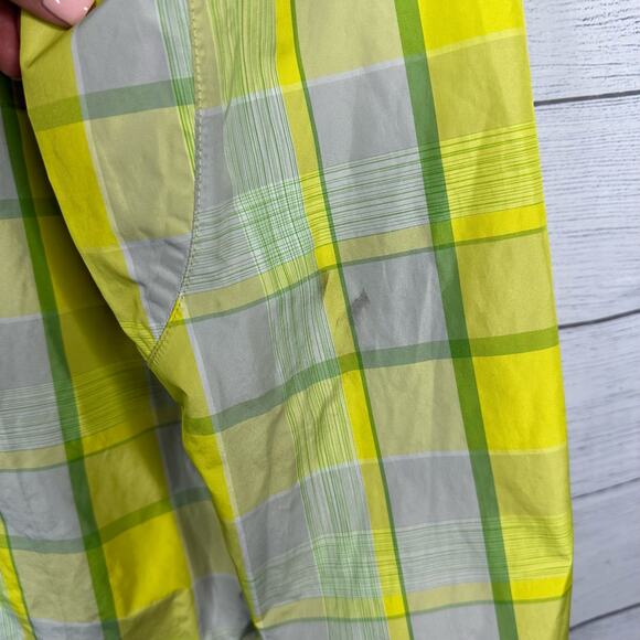 The North Face Girls 14/16 Large Hyvent Hooded Rain Jacket Yellow Plaid Check - Picture 10 of 13